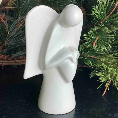 Soapstone Angel Holding Heart Sculpture