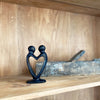 Single Soapstone Lover's Heart Sculptures - Black Finish