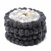 Black & Grey Flower Felt Ball Coasters, Set of 4