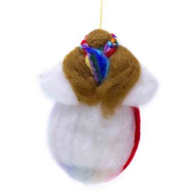 Rainbow Fairy Handmade Felt Decoration or Ornaments, Set of 2 White and Blue Winged