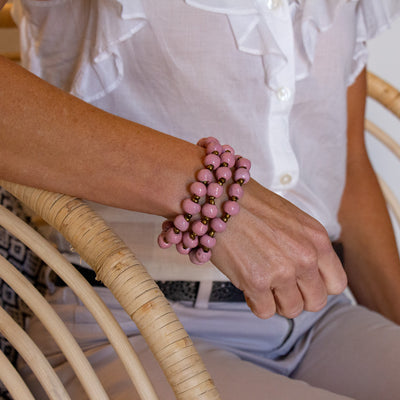 Haiti Clay Bead Bracelet, Pink - PACK OF 3 - Global Crafts Wholesale