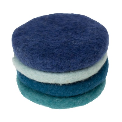 Handmade Felt Macaroon Coasters, Set of 4: Tidepool