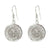 Mexican Taxco Alpaca Silver Aztec Calendar Dangle Earrings