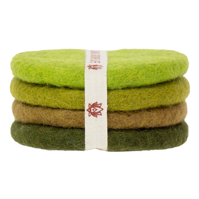 Handmade Felt Macaroon Coasters, Set of 4: Avocado