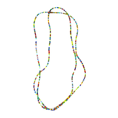 Long Single Strand Maasai Bead Necklace, Multicolored