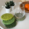 Sage Tonal Felt Ball Coasters, Set of 4