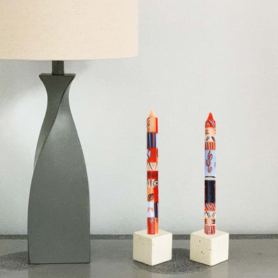 Hand-Painted Dinner Candles, Pair (Uzushi Design)