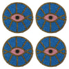 Blue Evil Eye Beaded Coasters, Set of 4