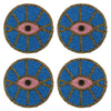Blue Evil Eye Beaded Coasters, Set of 4