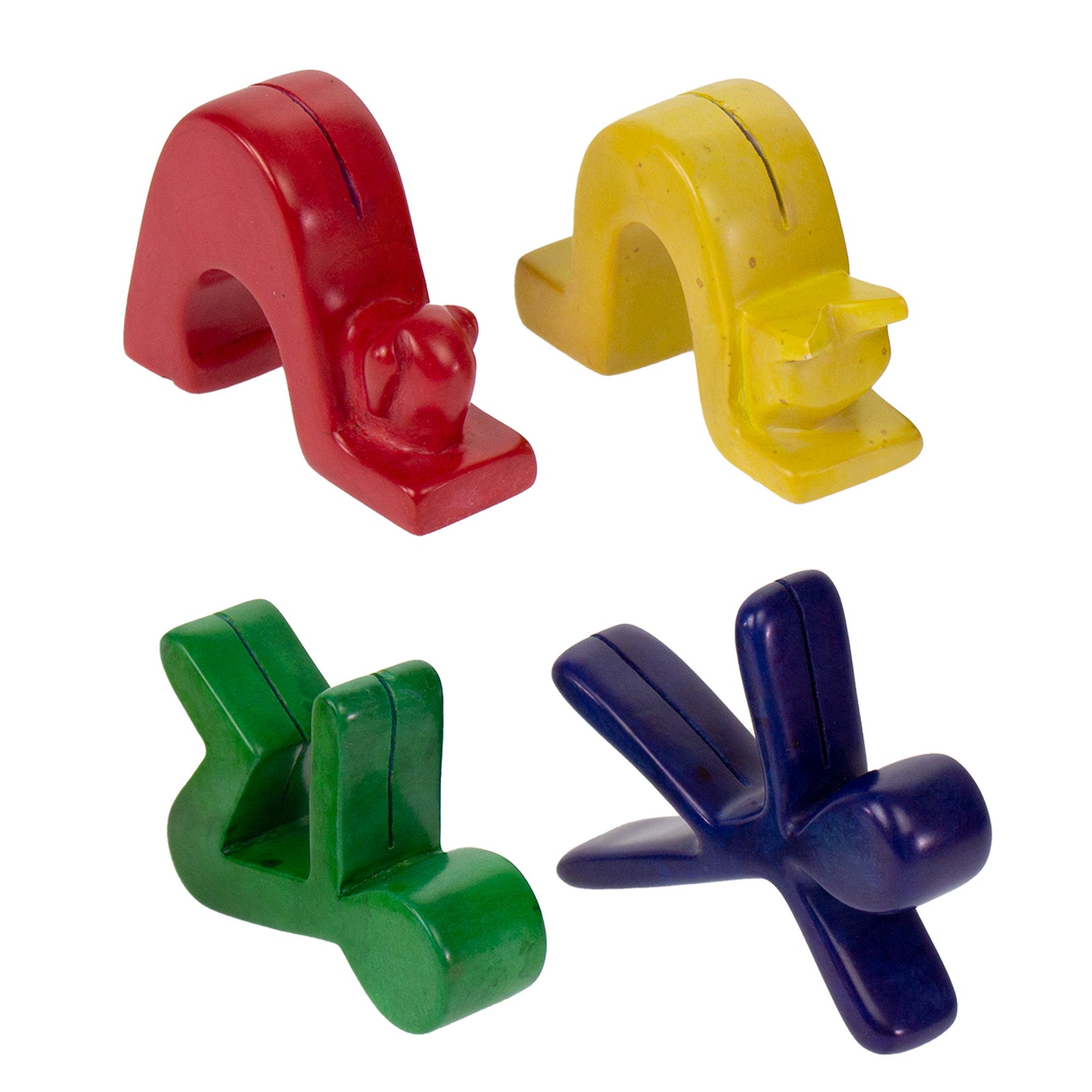 4-Pack - Colorful Soapstone Photo/Card Stands in Whimsical Yogi Poses