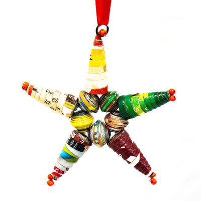 Paper Mache Star Ornament from Haiti, PACK OF 3