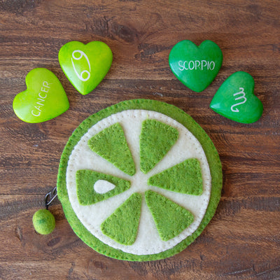 Lime Slice Felt Coin Purse