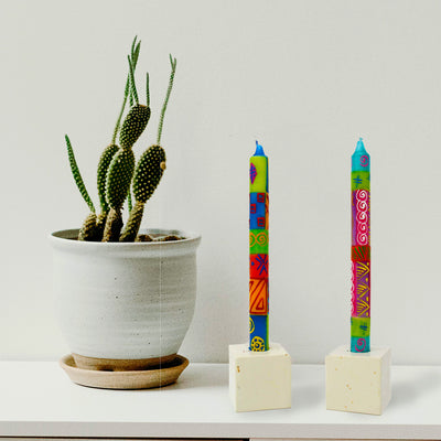 Hand-Painted Dinner Candles, Pair (Shahida Design)