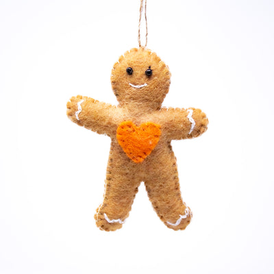 Rainbow Ginger Friend Ornament - Orange Heart