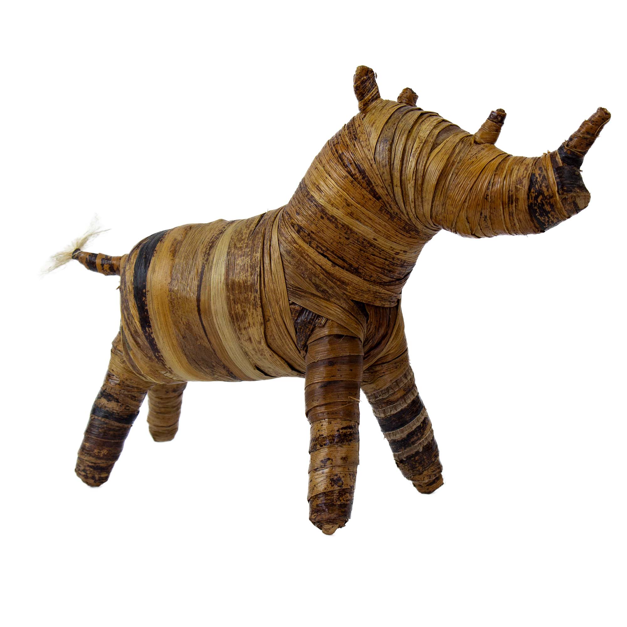 Large Banana Fiber Rhinoceros Safari Animal Sculpture