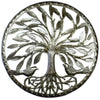 Tree of Life with Two Birds Ringed Haitian Metal Drum Wall Art, 23"