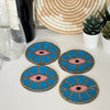 Blue Evil Eye Beaded Coasters, Set of 4