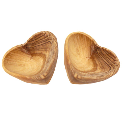 Petite Olive Wood Heart Bowls - Pack of 2