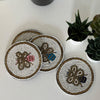Busy Bees Glass Beaded Coasters, Set of 4