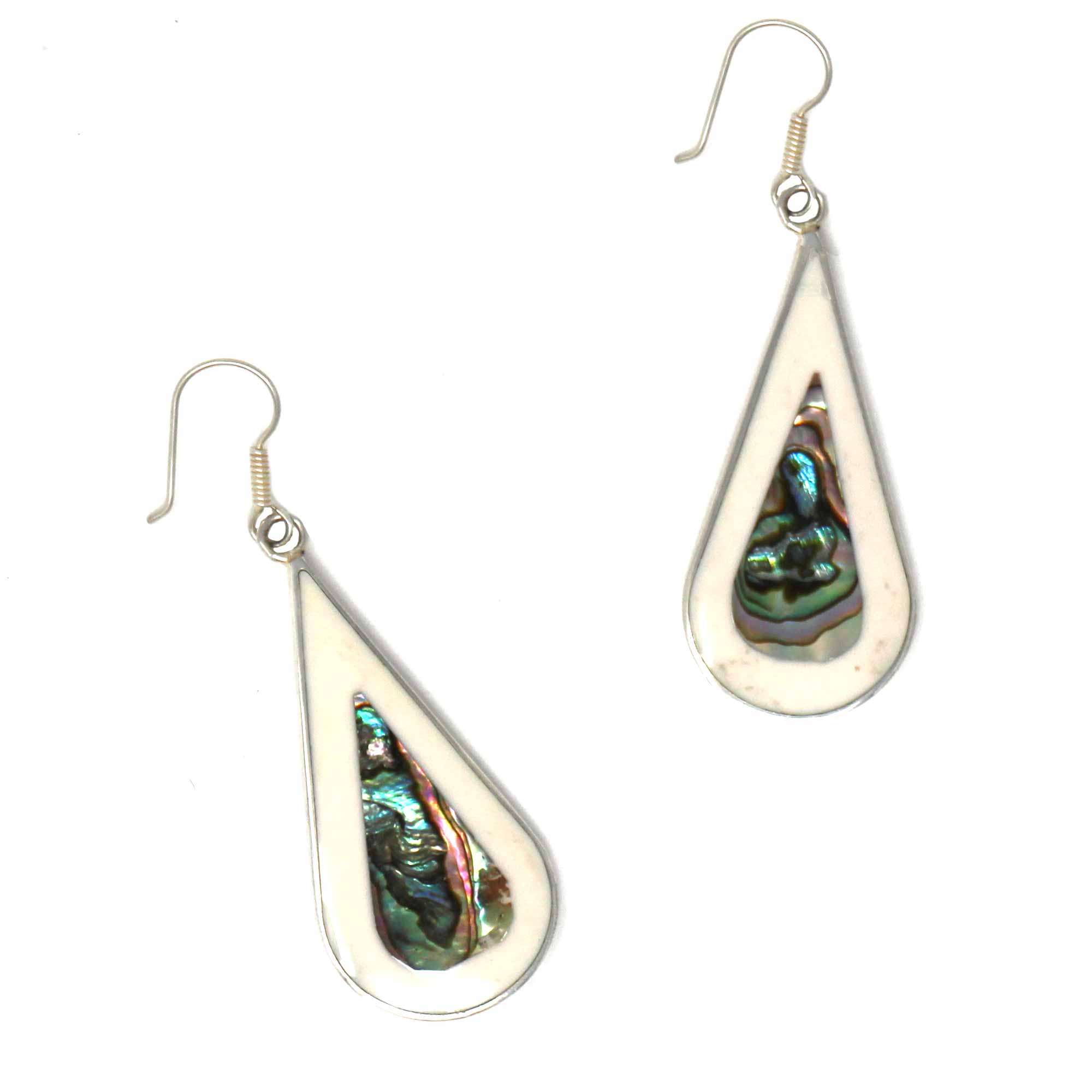 Abalone and Mother of Pearl Teardrop Earrings