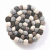 Hand Crafted Felt Ball Coasters from Nepal: 4-pack, Greys