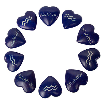 10-Pack - Soapstone Zodiac Hearts - Aquarius