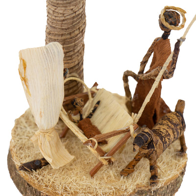 Banana Fiber Palm Tree Nativity Tabletop Scene