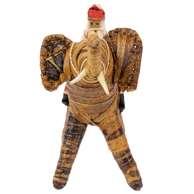 Banana Fiber Santa Riding Elephant Small Tabletop Decor