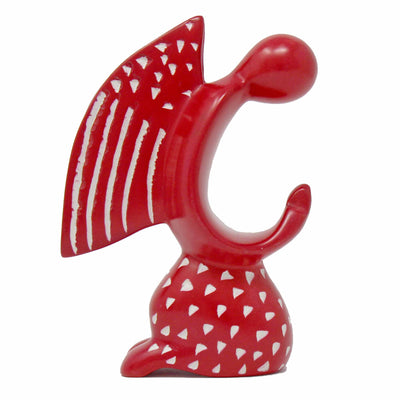 Soapstone Praying Angel Sculpture - Red Finish