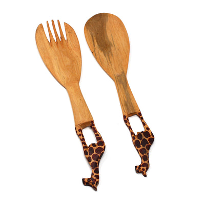 Wood Serving Set, Giraffe Design