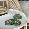 Bright Mushroom Glass Beaded Coasters, Set of 4