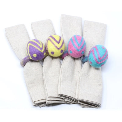 Spring Easter Egg Felt Napkin Rings, Set of Four Colors