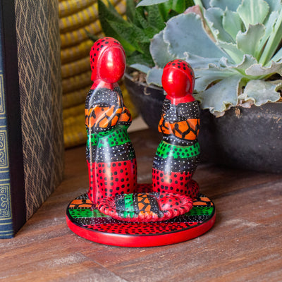 Soapstone Painted 3-Piece + Base Creche Nativity Set Vibrant Colors