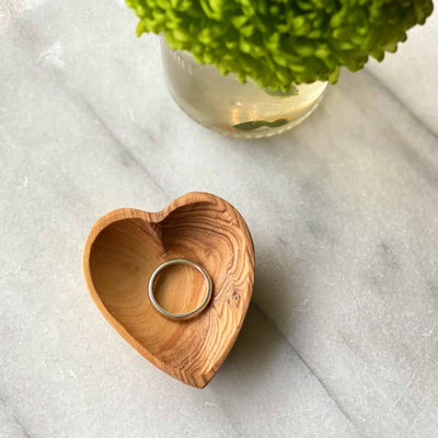 Petite Olive Wood Heart Bowls - Pack of 2