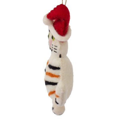 Calico Santa Cat Felt Ornament