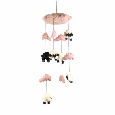 Pink Sheep Felt Nursery Mobile