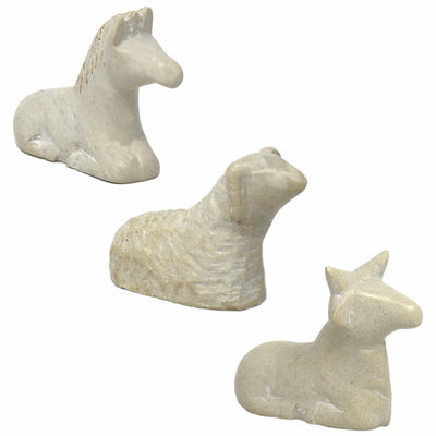 13-Piece Set - Soapstone Nativity Sculpture with Base