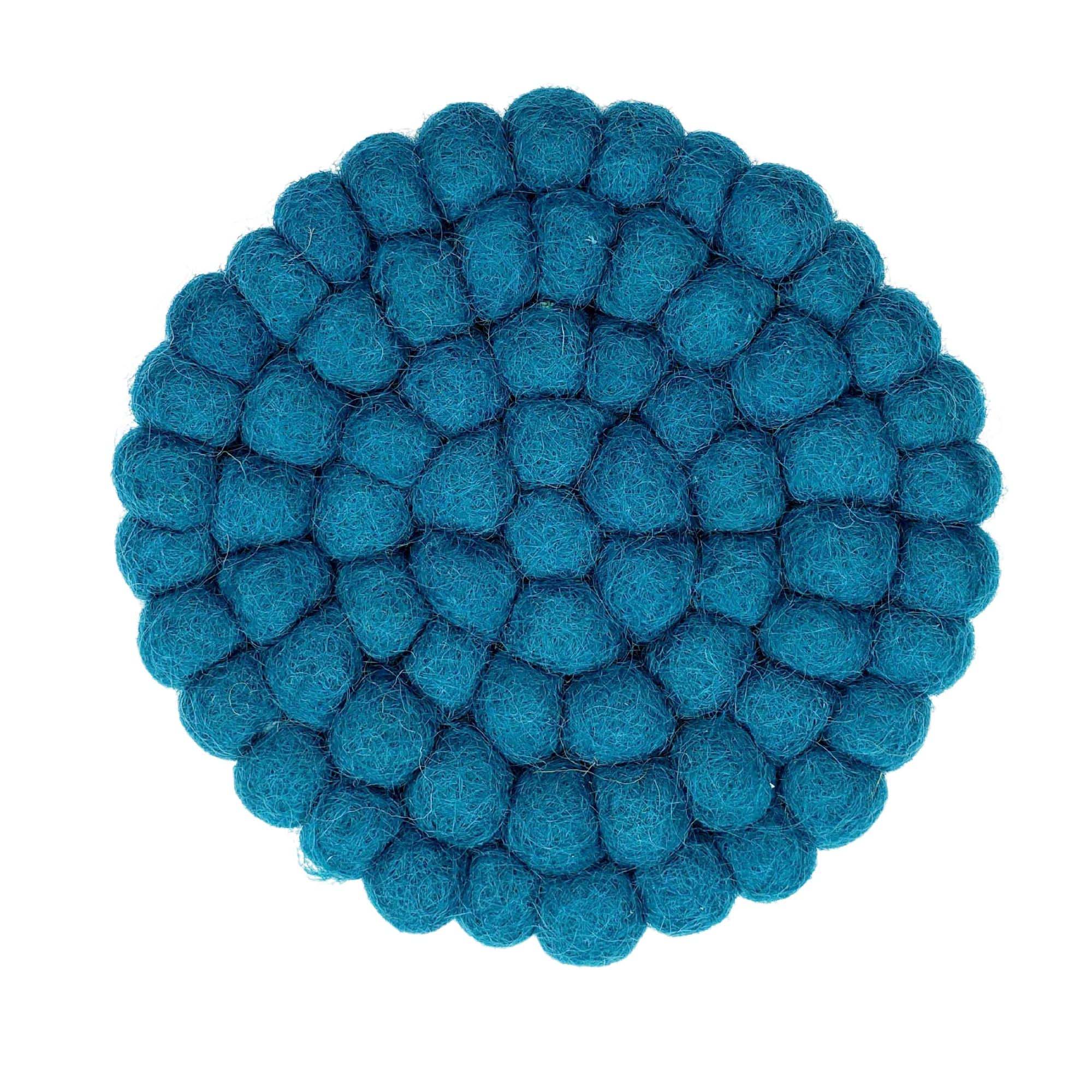 Felt Ball Trivet: Round, Teal