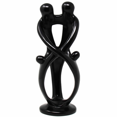 Single Soapstone Family Sculptures Black Finish - 10 inch