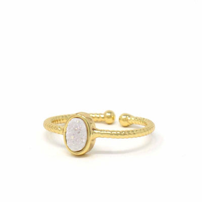 Ring: White Druzy Agate Stone