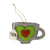 Tea Cup Felt Ornament, Green Heart