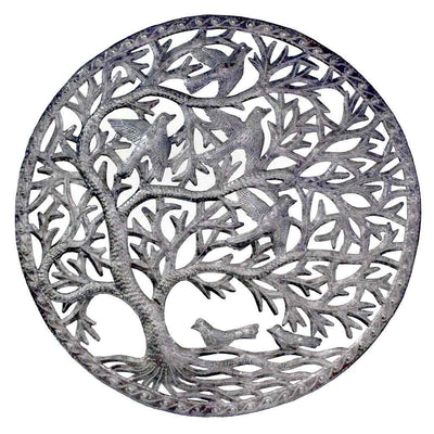 Stormy Tree of Life Ringed Haitian Metal Drum Wall Art, 24"