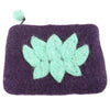 Hand Crafted Felt Pouch from Nepal: Lotus Flower, Wine