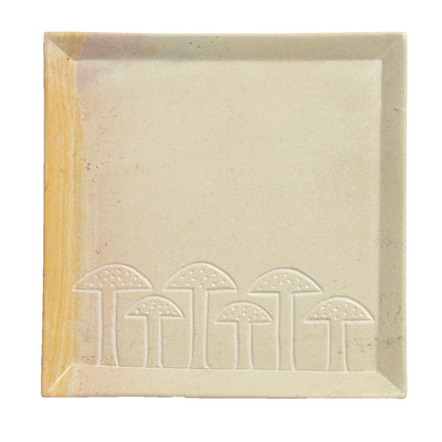 Soapstone Mushroom Design Square Plate - Food Safe