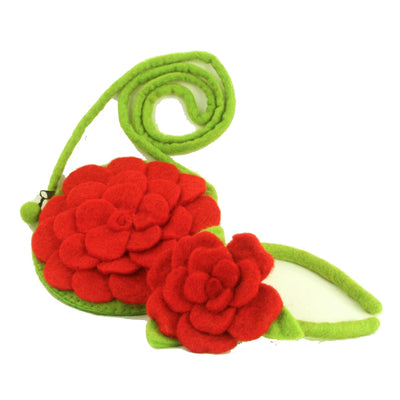 Rose Felt Shoulder Bag, Red