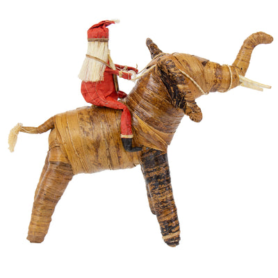 Banana Fiber Santa Riding Elephant Small Tabletop Decor