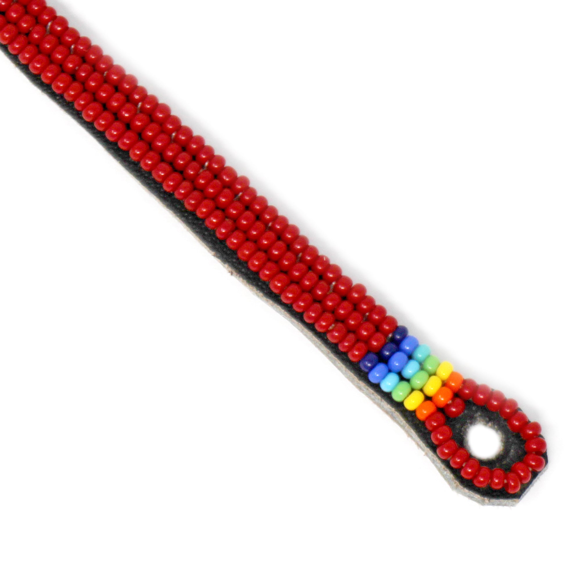 Maasai Bead Unisex Leather Wrap Bracelet, Red