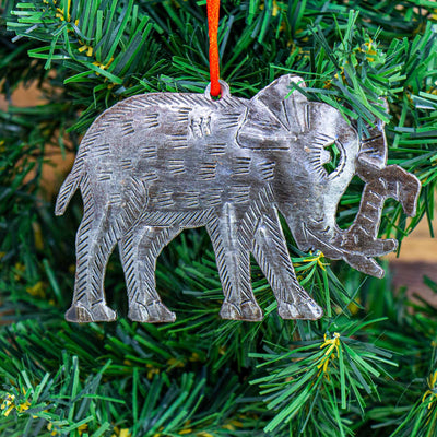 Elephant Haitian Metal Drum Christmas Ornament