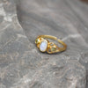 Peridot and Moonstone Three Stone Brass Ring, PACK OF 3