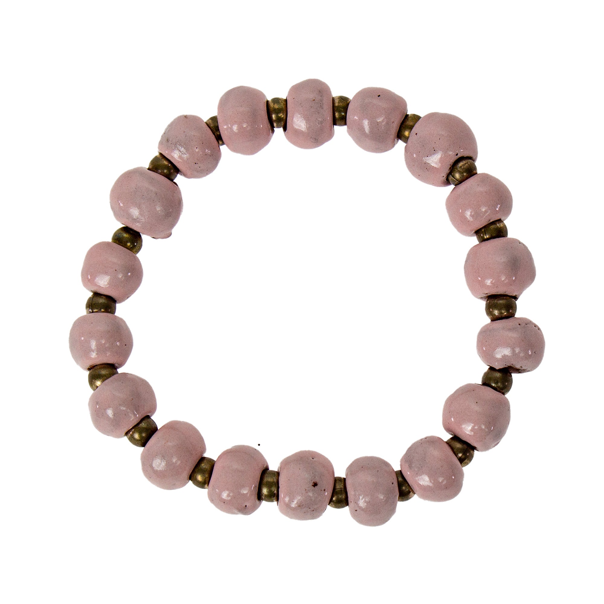 Haiti Clay Bead Bracelet, Light Pink - PACK OF 3 - Global Crafts